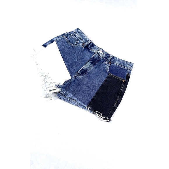 Pacsun High Rise Festival Patchwork Raw Hem Denim Shorts - Picture 3 of 5